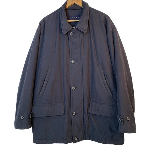 Haupt Mens Navy Quilted Jacket Size 44R EUC Germany Zip Snap EUC RL10435 - Picture 1 of 11